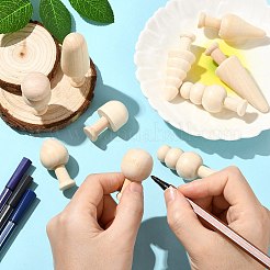 20Pcs 10 Styles Unfinished Wood Mushroom Ornaments&nbsp;WOOD-CJ0002-54