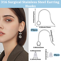 20Pcs 316 Surgical Stainless Steel Earring Hooks&nbsp;STAS-BBC0008-55P
