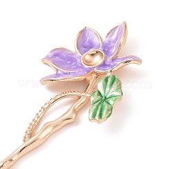 Alloy Enamel Lotus Hair Sticks&nbsp;OHAR-PW0006-24F