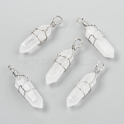Natural Quartz Crystal Double Terminated Pointed Pendants&nbsp;G-J062-05P
