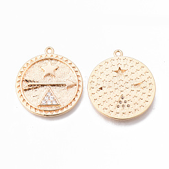 Brass Micro Pave Clear Cubic Zirconia Pendants&nbsp;KK-N232-142-NF