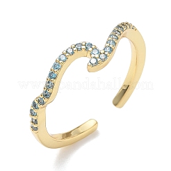 Brass Micro Pave Cubic Zirconia Cuff Open Rings&nbsp;CU-CBAEC29-06G
