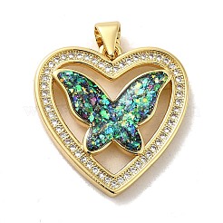 Rack Plating Brass Micro Pave Cubic Zirconia Pendants&nbsp;KK-D088-02G