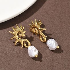 Sea Horse 304 Stainless Steel Acrylic Dangle Stud Earrings&nbsp;EJEW-B156-06G