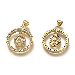 Brass Micro Pave Clear Cubic Zirconia Pendants&nbsp;ZIRC-H114-06G