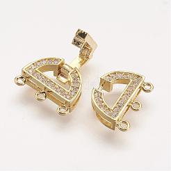 Brass Micro Pave Cubic Zirconia Fold Over Clasps&nbsp;ZIRC-F047-05G
