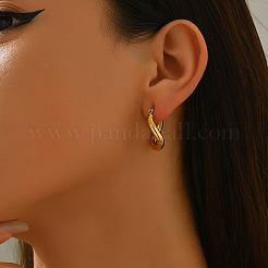 Stainless Steel Twist Ring Hoop Earrings&nbsp;UC2770