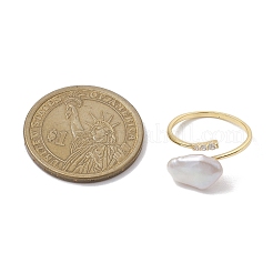 Oval Natural Pearl Finger Rings&nbsp;RJEW-P113-14G