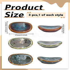 3Pcs 3 Colors Oval Porcelain Chopsticks Stand&nbsp;DJEW-LP0001-21