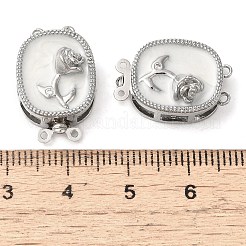 Brass Micro Pave Clear Cubic Zirconia with Enamel Box Clasps&nbsp;KK-G505-02P