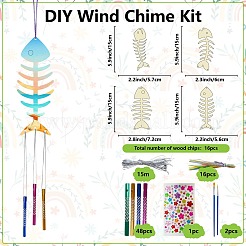 DIY Wood & Aluminium Round Tube Wind Chime Making Kits&nbsp;DIY-WH20038-010
