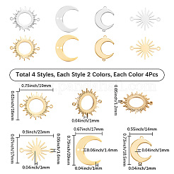 32Pcs 8 Styles Stainless Steel Hollow Connector Charms&nbsp;STAS-SC0010-10