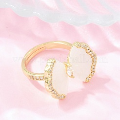 Brass Micro Pave Cubic Zirconia Cuff Open Rings&nbsp;KK-CBAD104-03G
