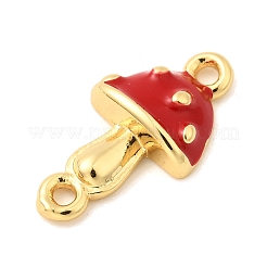 Brass Enamel Autumn Mushroom Connector Charms&nbsp;KK-A266-47G