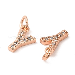 Brass Micro Pave Grade AAA Cubic Zirconia Charms&nbsp;ZIRC-P067-11RG-Y-NR