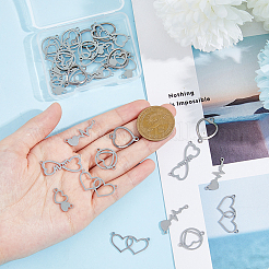 36Pcs 6 Styles 201 Stainless Steel Connector Charms&nbsp;STAS-DC0014-56