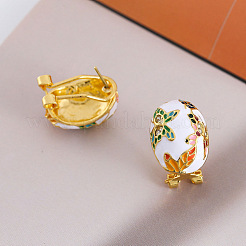 Alloy Enamel Oval with Butterfly Pattern Stud Earrings for Women&nbsp;WGEA3F2-01