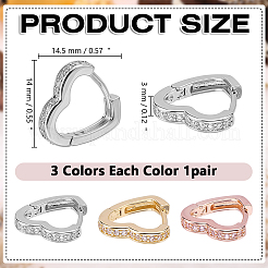 3Pairs 3 Colors Brass Hoop Earrings&nbsp;EJEW-AR0001-16