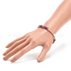 Natural Amethyst & Gemstone Round Beaded Bracelet for Women&nbsp;BJEW-JB08336-03