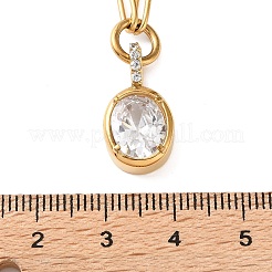 304 Stainless Steel Pave Clear Cubic Zirconia Geometric Pendant Necklaces for Women&nbsp;SA-CBA8C9C-11B-G