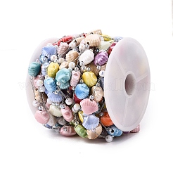 Handmade ABS Plastic Imitation Pearl & Porcelain & Seed Bead Chains&nbsp;CHS-T006-25P