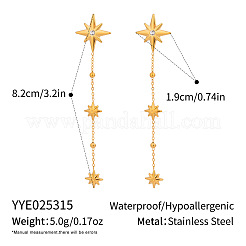 304 Stainless Steel Rhinestone Tassel Stud Earrings for Women&nbsp;PH6693-1