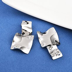 304 Stainless Steel Square Dangle Stud Earrings&nbsp;EJEW-K268-79A-P
