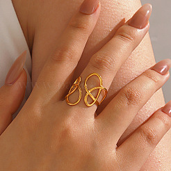 Irregular Line 304 Stainless Steel Cuff Open Rings&nbsp;WGB259B-01