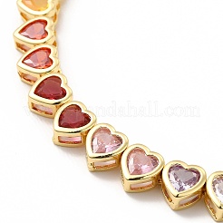 Colorful Cubic Zirconia Heart Pendant Necklace&nbsp;NJEW-E074-03G