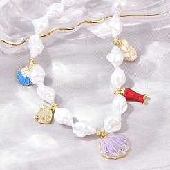 Ocean Brass Pave Cubic Zirconia and Enamel Sea Animals Pendant Necklaces&nbsp;KK-CBA4547-03B-G