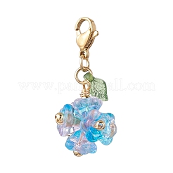 5Pcs Flower Acrylic & Glass Pendant Decorations&nbsp;HJEW-TA00178