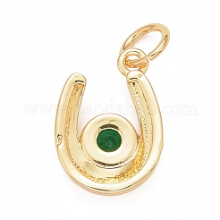 Rack Plating Brass Green Cubic Zirconia Pendants&nbsp;KK-M229-27G