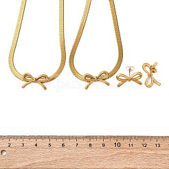 Bowknot 304 Stainless Steel Pendant Necklaces & Charms Bracelets & Stud Earrings Sets&nbsp;SJEW-Z003-03G