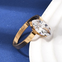 304 Stainless Steel Pave Cubic Zirconia Finger Rings for Women&nbsp;RJEW-B161-02G-02