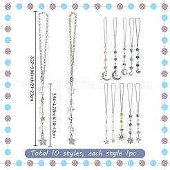 10Pcs 10 Styles Alloy & Glass Pendant Decoration&nbsp;HJEW-SC0002-65
