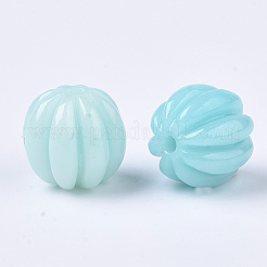 Synthetic Coral Corrugated Melon Beads&nbsp;CORA-R017-27-A01