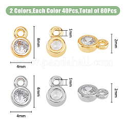 80Pcs 2 Colors Brass Cubic Zirconia Charms&nbsp;ZIRC-FH0001-45