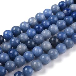 Round Dyed & Heated Natural Blue Aventurine Beads Strands&nbsp;G-R254-10mm
