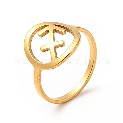 Ion Plating(IP) 201 Stainless Steel Constellations Sagittarius Finger Ring for Women&nbsp;RJEW-G266-16G