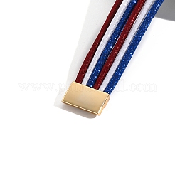 USA Flag Style Red Blue White Imitation Leather Cord Bracelets&nbsp;PW-WGCD218-01