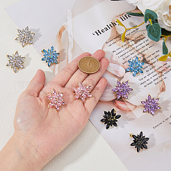5 Pairs 5 Colors 3D Flower Cubic Zirconia Stud Earrings&nbsp;EJEW-FI0001-76