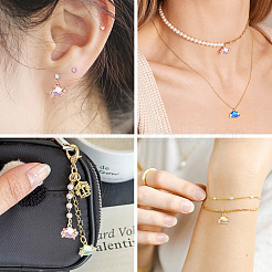 15Pcs Brass Micro Pave Cubic Zirconia with Glass Charms&nbsp;KK-TA0001-82
