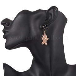Christmas Alloy Enamel Gingerbread Man Pendant Necklace & Dangle Earrings Sets&nbsp;SJEW-JS01343