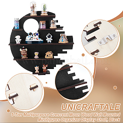 5-Tier Multipurpose Crescent Moon Wood Wall Mounted Minifigures Organizer Display Shelf&nbsp;ODIS-WH0038-169