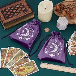 2Pcs Moon Printed Velvet Drawstring Storage Bags for Tarot Card&nbsp;ABAG-CN0001-79A