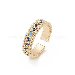 Brass Micro Pave Cubic Zirconia Cuff Rings for Women&nbsp;RJEW-S400-06G