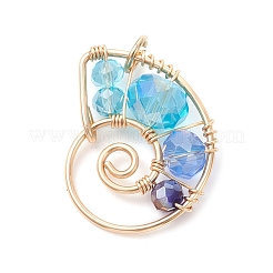 3Pcs Conch-shaped Glass Beaded Pendants&nbsp;PALLOY-TA00362