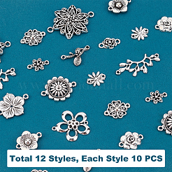 120Pcs 12 Styles Tibetan Style Zinc Alloy Connector Charms&nbsp;FIND-PH0005-74