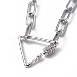 304 Stainless Steel Paperclip Chain/Cable Chain Necklaces&nbsp;NJEW-JN02702-01