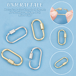 4Pcs 2 Colors Brass Screw Carabiner Lock Charms&nbsp;KK-UN0002-03